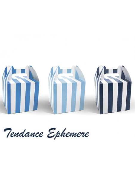 2 Boite Cadeau Rayée Bleu 3 couleurs