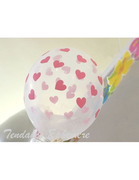 1 6 Ballons Transparent C?ur Rose 30cm