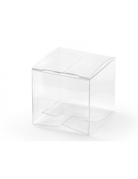 1 Boite Dragées Carrée Plastique Transparent 5cm