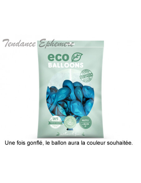 2 100 Ballons Latex Biodégradables Turquoise 26cm