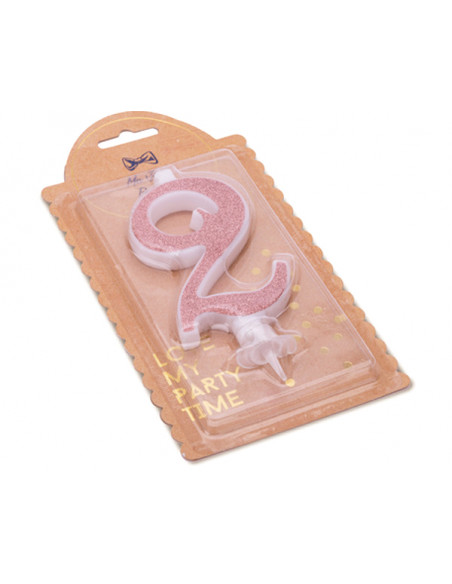 2 Bougie Chiffre 2 Calligraphique Rose Gold 10.5cm