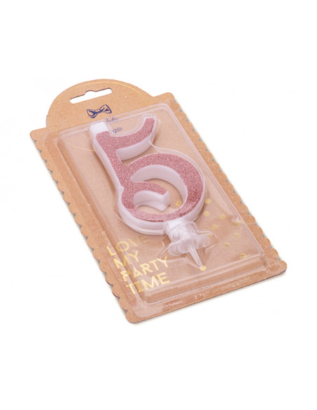 2 Bougie Chiffre 5 Calligraphique Rose Gold 10.5cm