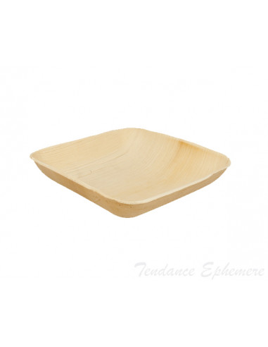 1 Assiette Biodégradable Palmier Carrée Creuse Design 20cm