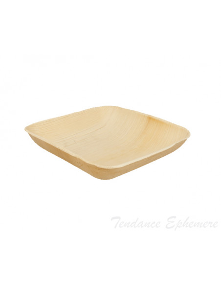 1 Assiette Biodégradable Palmier Carrée Creuse Design 20cm