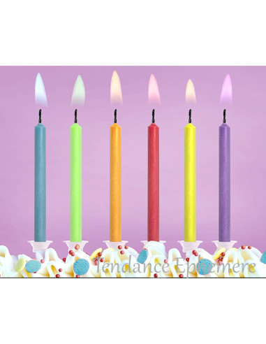 6 Bougies Anniversaire Flamme Couleur