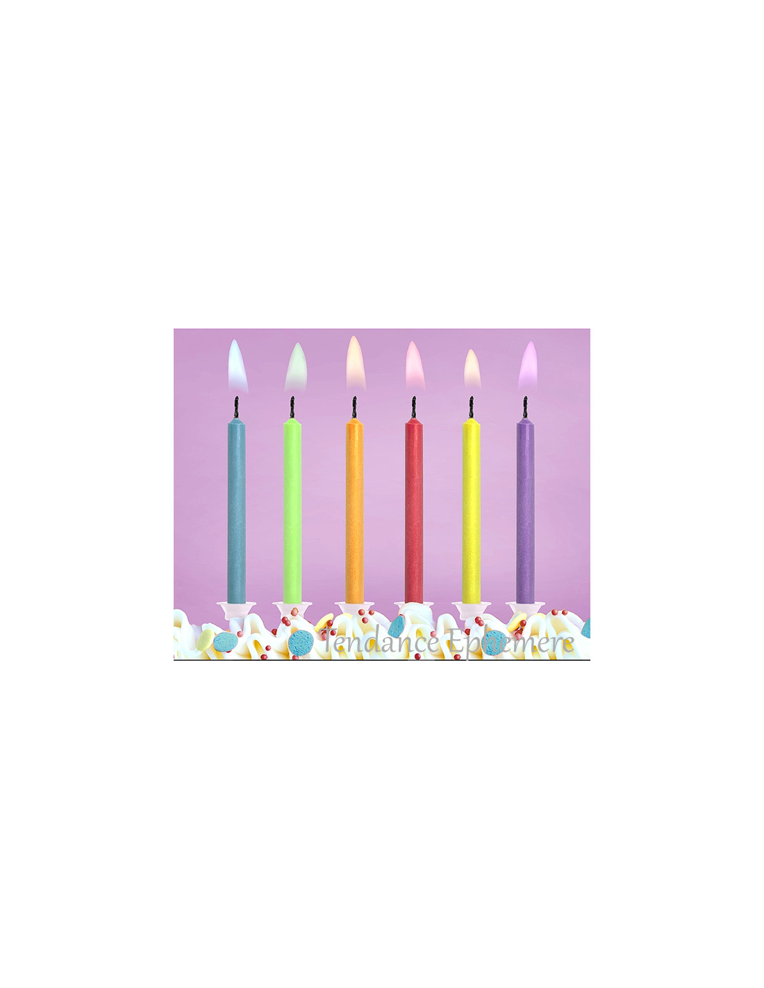 Bougie Anniversaire Flamme Couleur - paquet de 6 - 2.80€