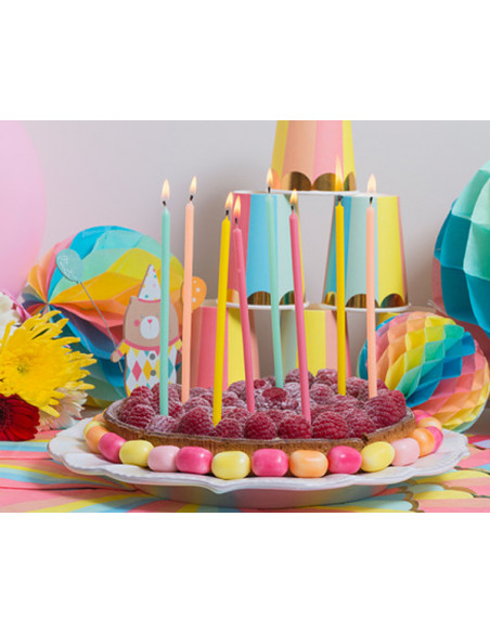 1 10 Bougies Anniversaire Pastel Mix Géantes 15cm