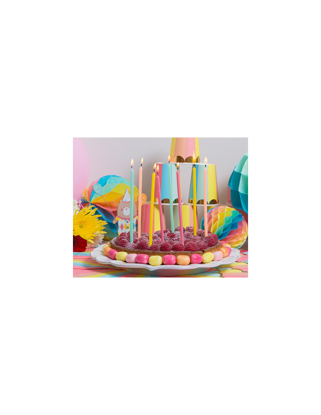 10 bougies géantes, 15 cm pastel pour le plus beau des anniversaires.