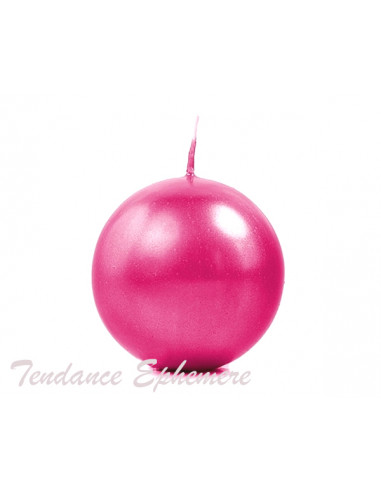 1 Bougie Ronde Fuchsia Métallique 6cm