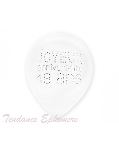 Ballon Anniversaire - Blanc et Or - 18 ans - Jour de Fête