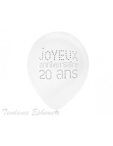 1 Ballon Joyeux Anniversaire Blanc 20 Ans