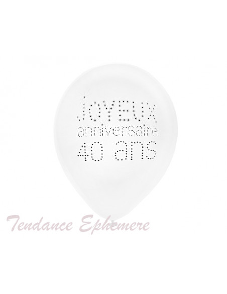 2 Ballon Joyeux Anniversaire Blanc 40 Ans