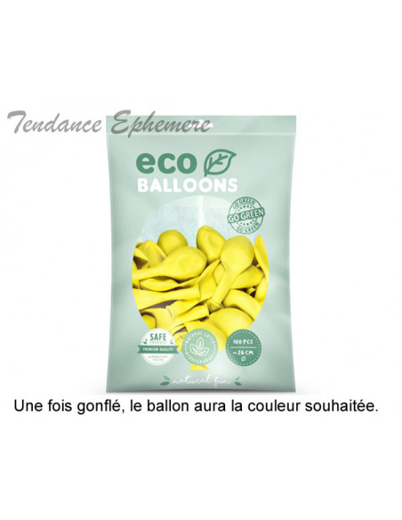 2 100 ballons Latex Biodégradables Jaune 26cm