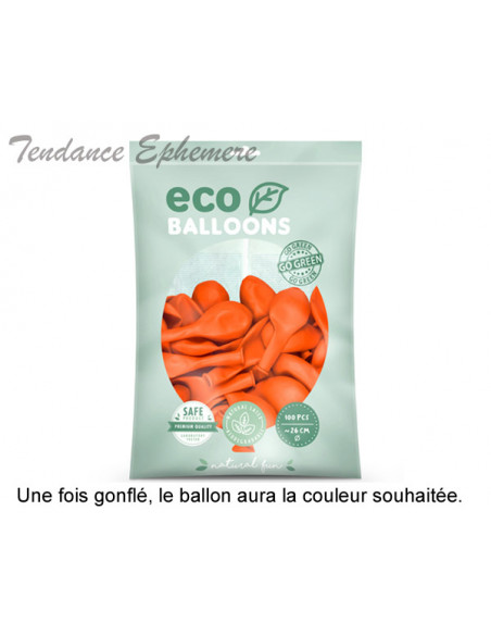 2 100 ballons Latex Biodégradables Orange 26cm