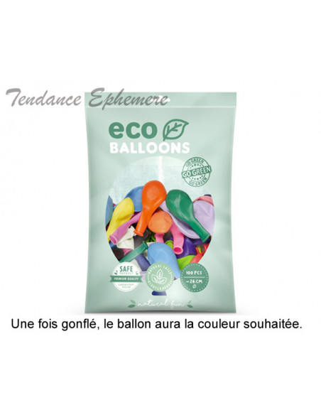 2 100 ballons Latex Biodégradables Vif Mix 26cm