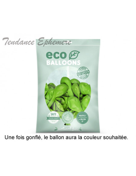 2 100 ballons Latex Biodégradables Vert Anis 26cm