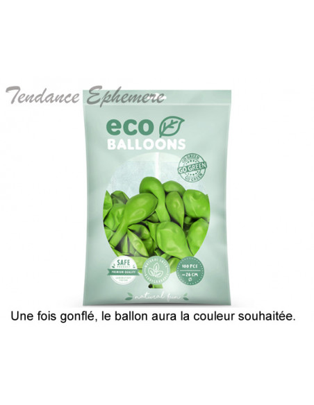 2 100 ballons Latex Biodégradables Vert Anis 26cm