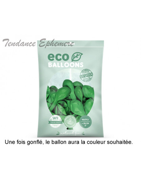 2 100 ballons Latex Biodégradables Vert Herbe 26cm