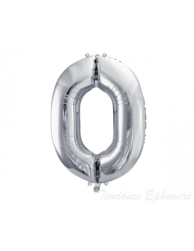 1 Ballon Chiffre 0 Aluminium Argent 86cm
