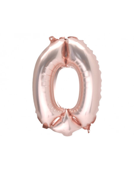 2 Ballon Chiffre 0 Aluminium Rose Gold 36cm