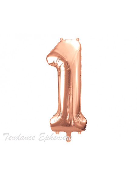 3 Ballon Chiffre 1 Aluminium Rose Gold 86cm