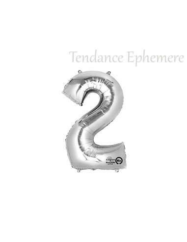 1 Ballon Chiffre Argent 2 Mylar 36cm