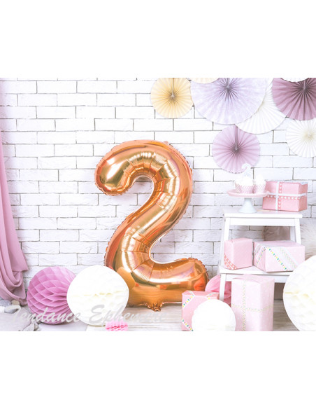 Ballon chiffre rose gold 86 cm : décoration anniversaire