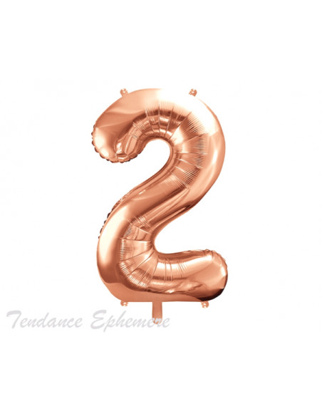 2 Ballon Chiffre 2 Aluminium Rose Gold 86cm