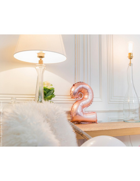 1 Ballon Chiffre 2 Aluminium Rose Gold 36cm