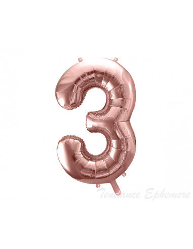 1 Ballon Chiffre 3 Aluminium Rose Gold 86cm
