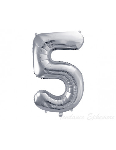 1 Ballon Chiffre 5 Aluminium Argent 86cm
