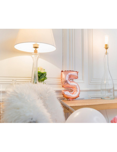 1 Ballon Chiffre 5 Aluminium Rose Gold 36cm