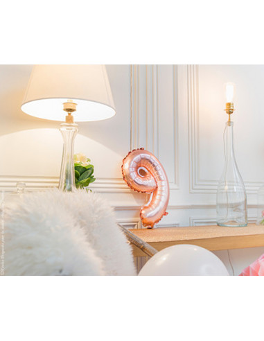 1 Ballon Chiffre 9 Aluminium Rose Gold 36cm