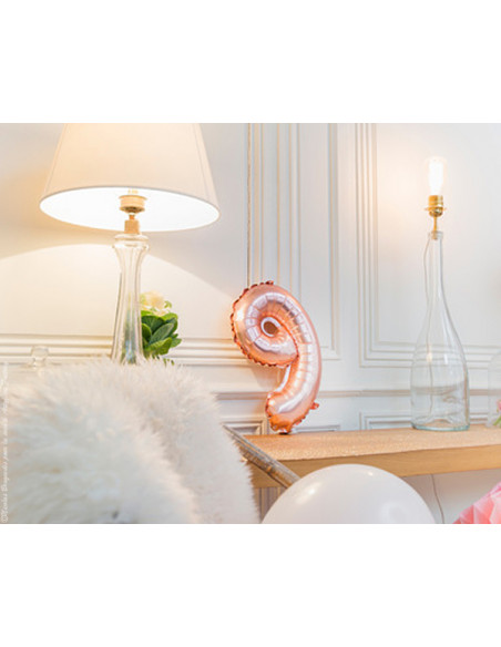 1 Ballon Chiffre 9 Aluminium Rose Gold 36cm