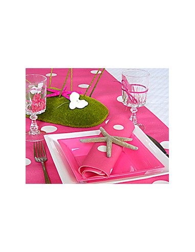 1 Assiette Plastique Carrée Fuchsia 16,5cm