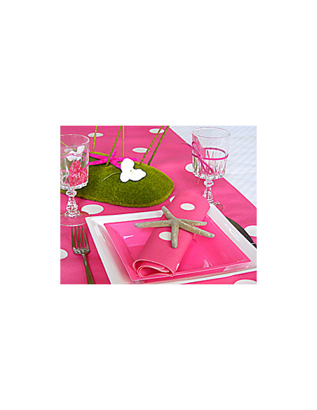 1 Assiette Plastique Carrée Fuchsia 16,5cm