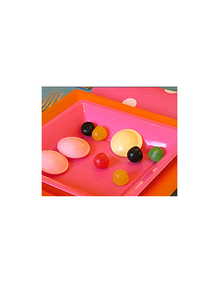 2 Assiette Plastique Carrée Fuchsia 16,5cm