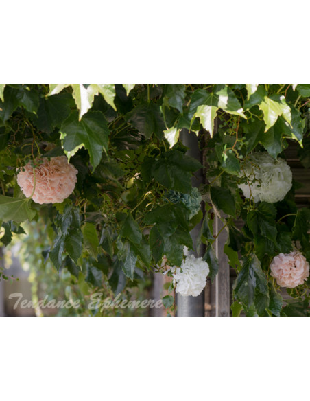 2 Boule de Fleurs Blanches 17cm