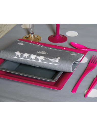 1 Assiette Plastique Carrée Framboise 21,5cm