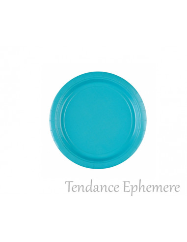 1 Assiette Carton Ronde Turquoise 17,7cm