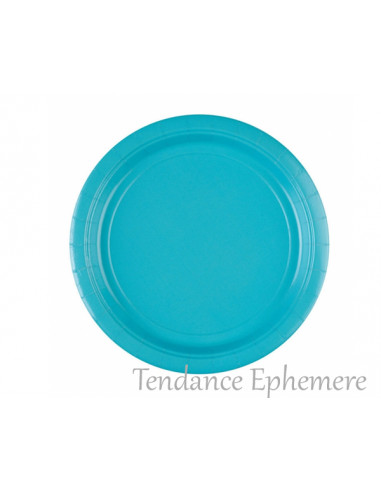 1 Assiette Carton Ronde Turquoise 22,8cm