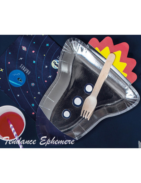 2 Assiette Carton Fusée Astronaute 29,5cm