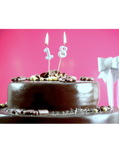 Bougie anniversaire 18 ans - pique Argent - Anniversaire tendance