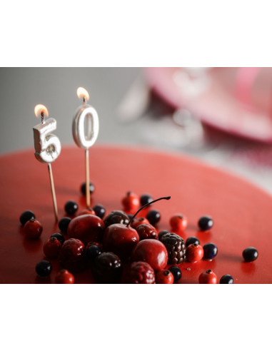 1 Bougie sur Pique Anniversaire 50 ans Argent