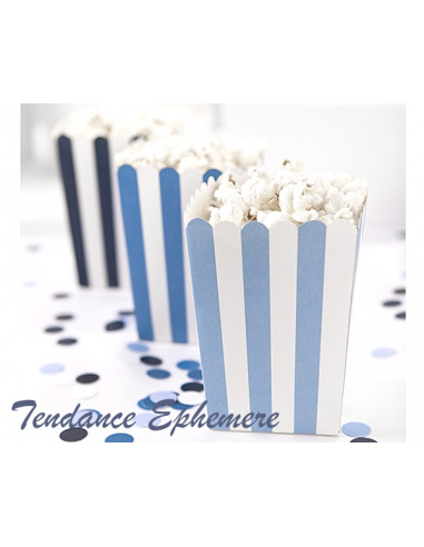 1 Boite Pop Corn Rayée Bleu 3 Couleurs