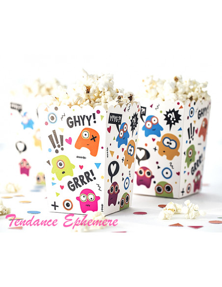 1 Boite Pop Corn Carton Pois Monstres