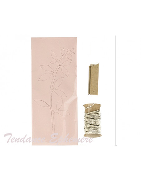 2 Marque Place Feuille Rose Pastel + Etiquette