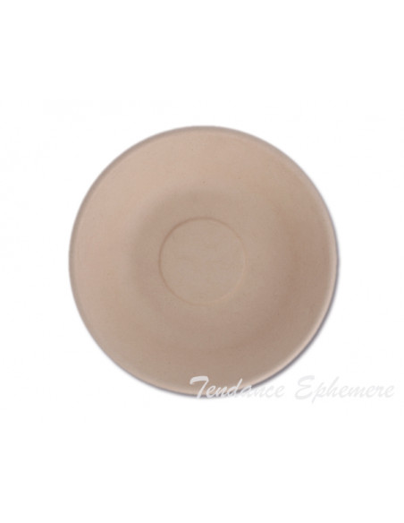 2 Assiette Biodégradable Canne à Sucre Naturelle Creuse Ronde 460ml - 50