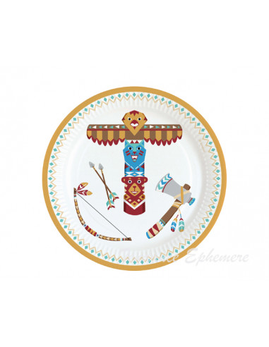 1 Assiette Carton Indien Tepee 18cm