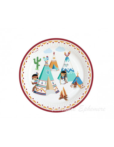 1 Assiette Carton Indien Tepee 23cm